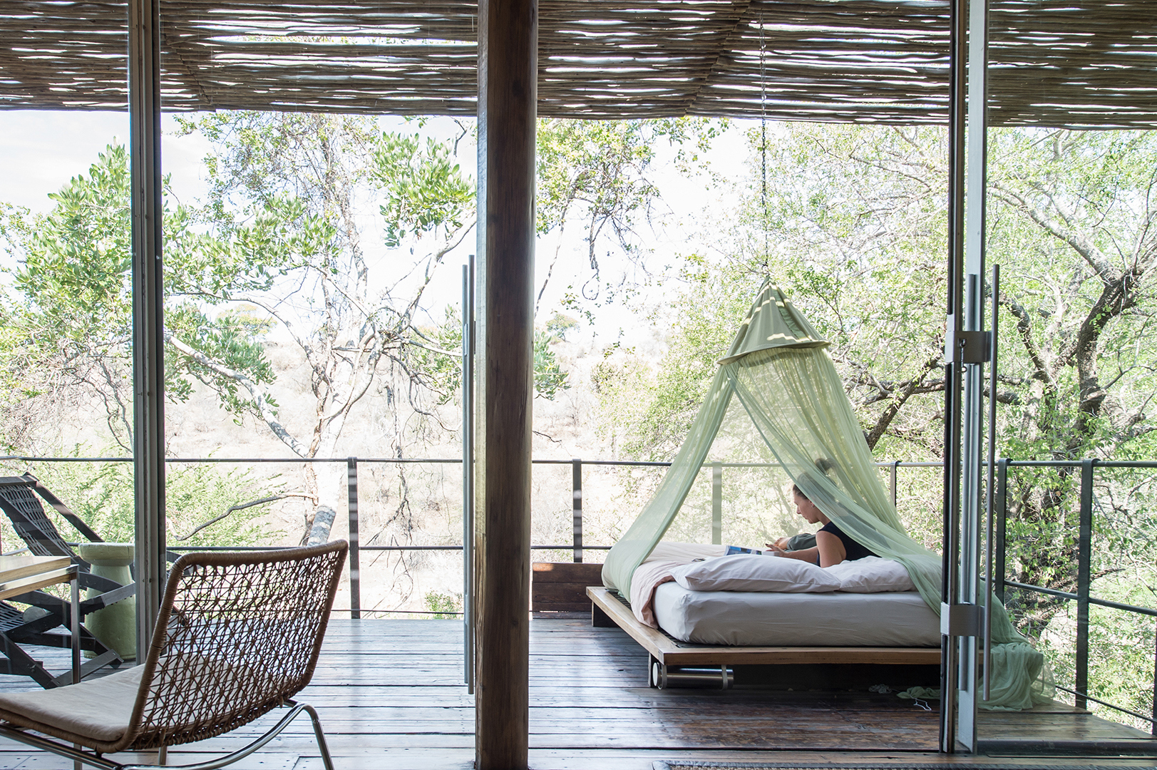  Africa, South Africa, Sweni Lodge at Singita Private Game Reserve, Outdoor bed