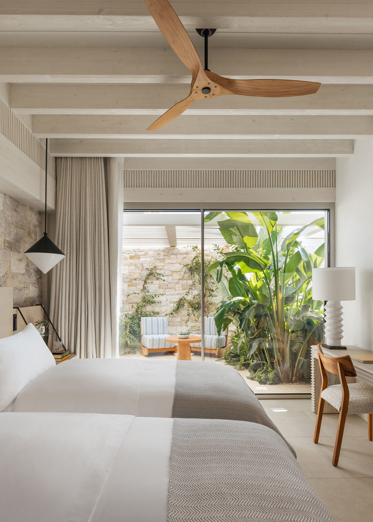 Europe, Greece, Athenian Riviera, One&Only Aesthesis, villa twin bedroom