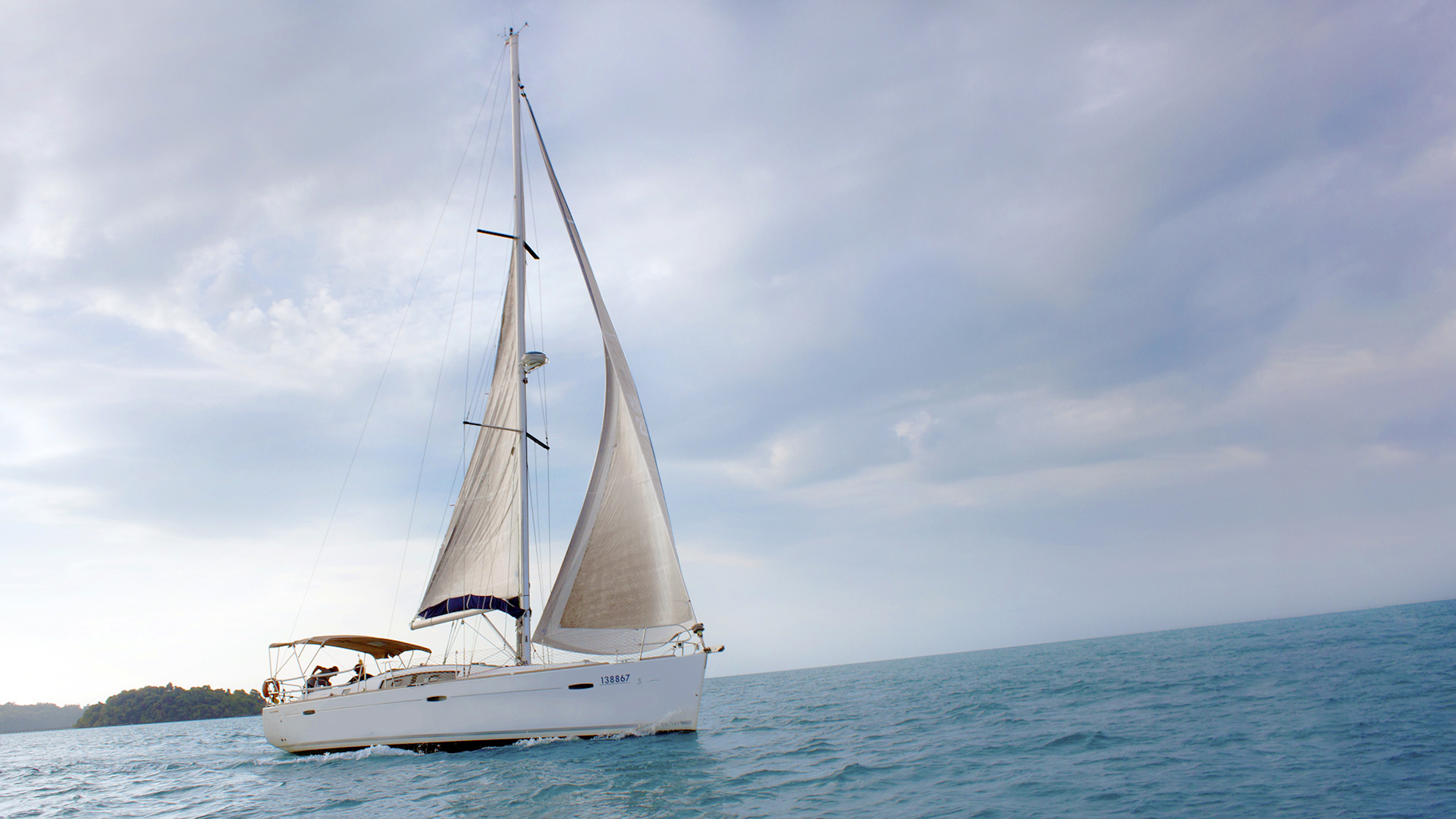 A small white yacht on the sea