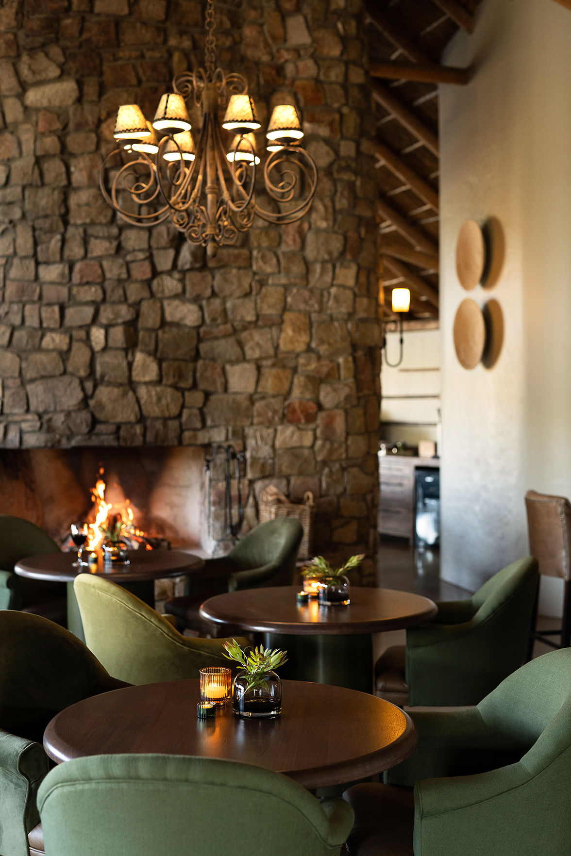 Africa, South Africa, Kwandwe Private Game Reserve, Great Fish River Lodge, close up of dining tables