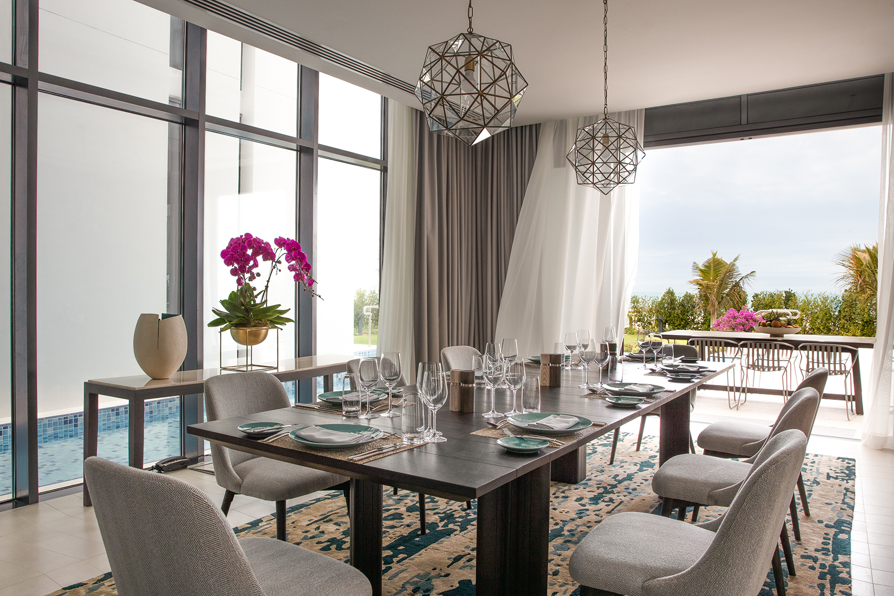 Arabia, Abu Dhabi, Jumeirah Saadiyat Island, Three Bedroom Villa Dining Room