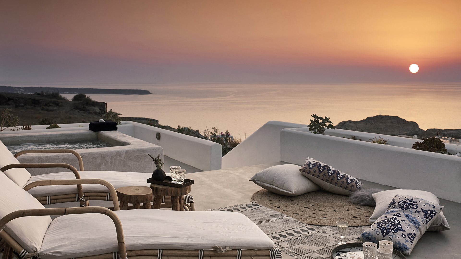 Europe, Greece, Santorini, Santo Pure Oia, Sunset Sea View