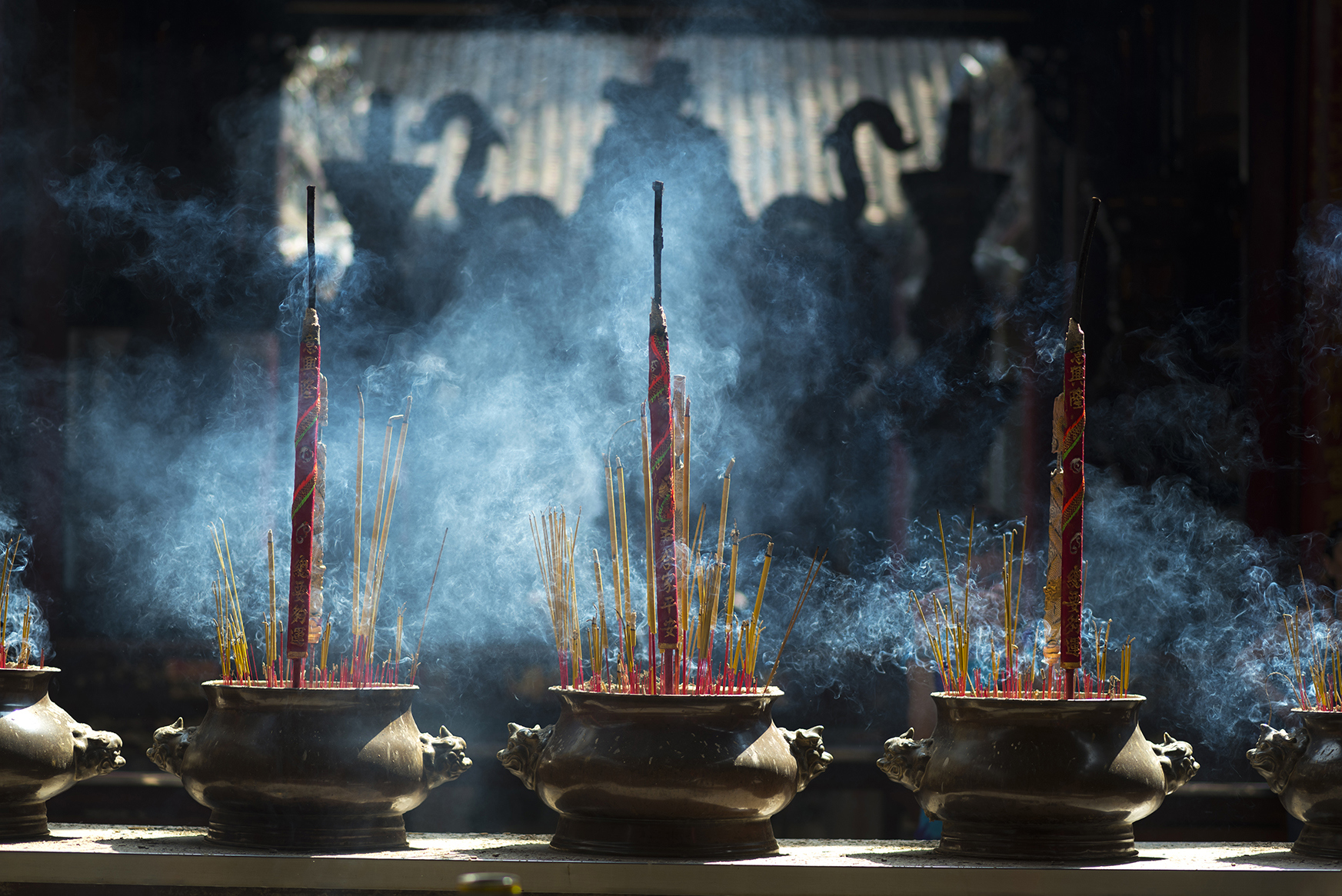 Incense sticks in a Buddhist temple in Vietnam