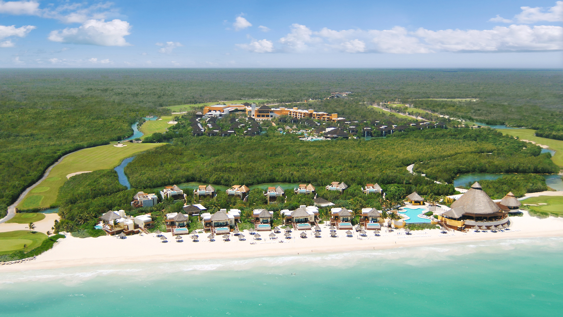 Caribbean, Mexico, Fairmont Mayakoba, Aerial view
