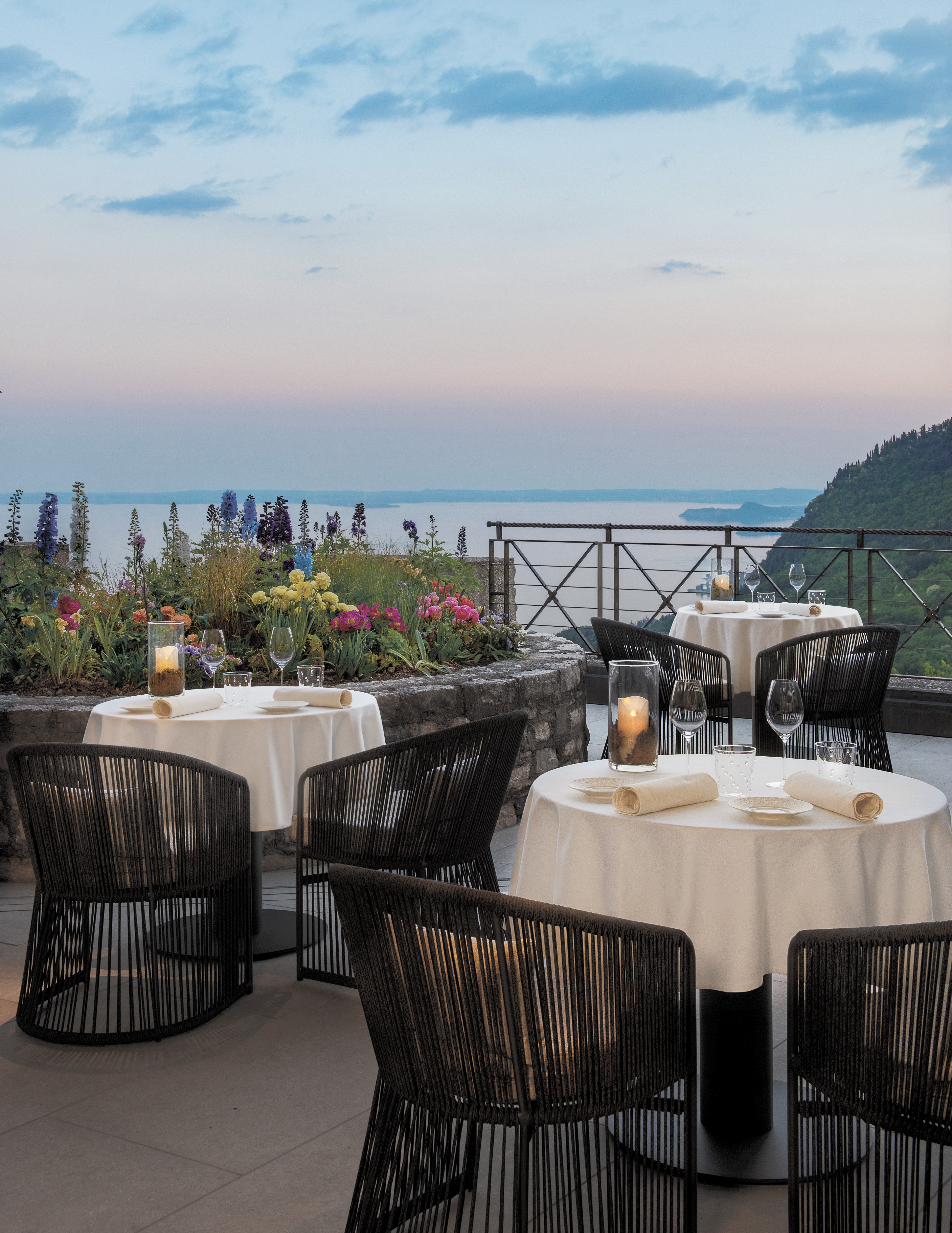 Europe, Italy, Lefay Resort & SPA Lago di Garda, Gramen restaurant terrace