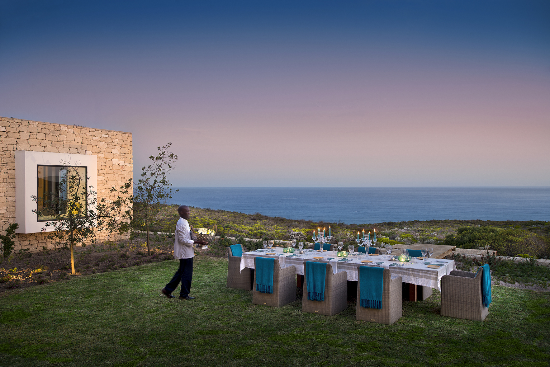 Africa, South Africa, Morukuru Family De Hoop Nature Reserve, Ocean House outdoor dining