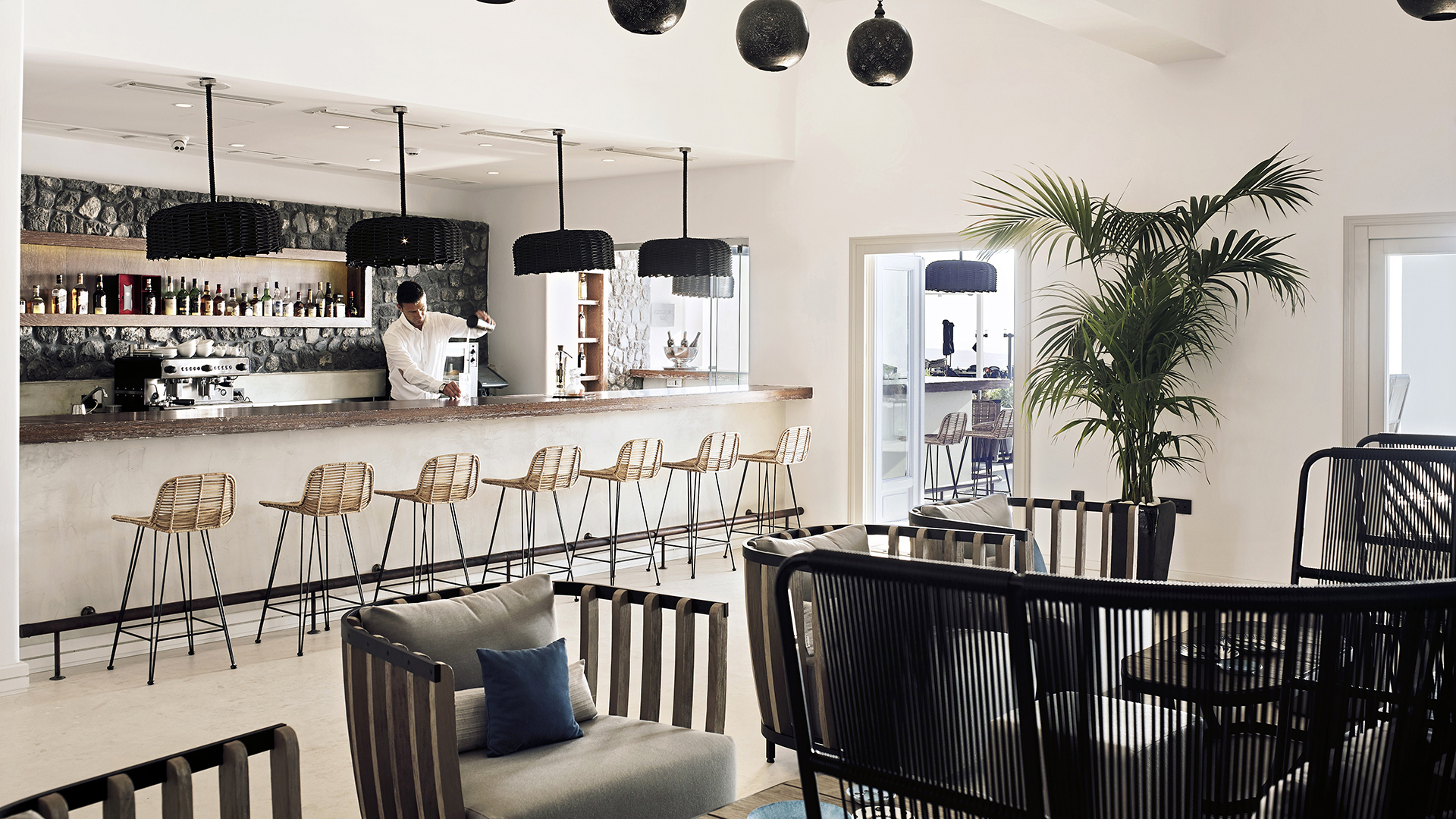 Europe, Greece, Santorini, Santo Pure Oia, Romantic Bar