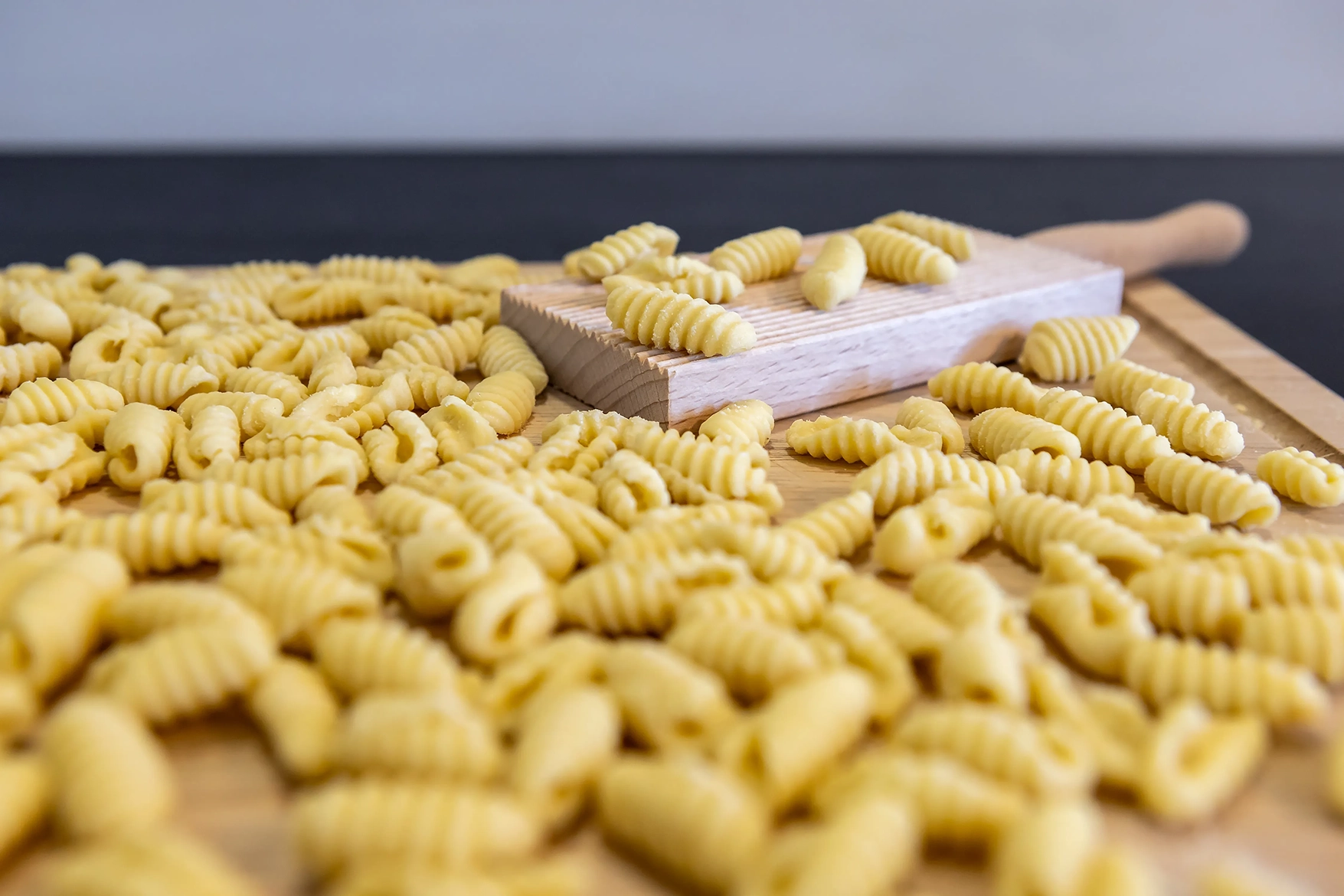Freshly rolled traditional Sardinian gnocchi pasta 