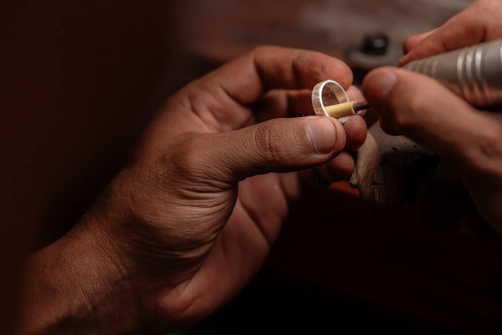 close up of a ring being filed into shape