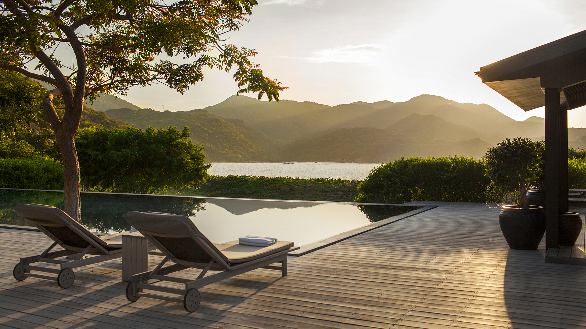  Worldwide, Vietnam, Amano'i, Sunloungers on Decking