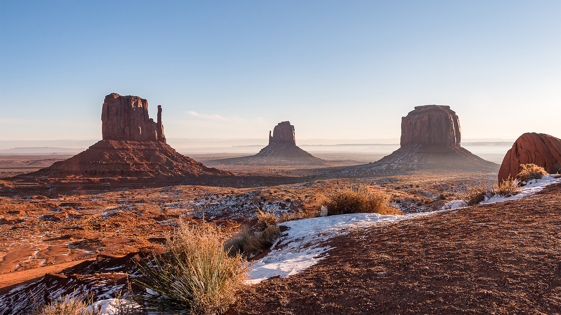 The three peaks in Monument Valley