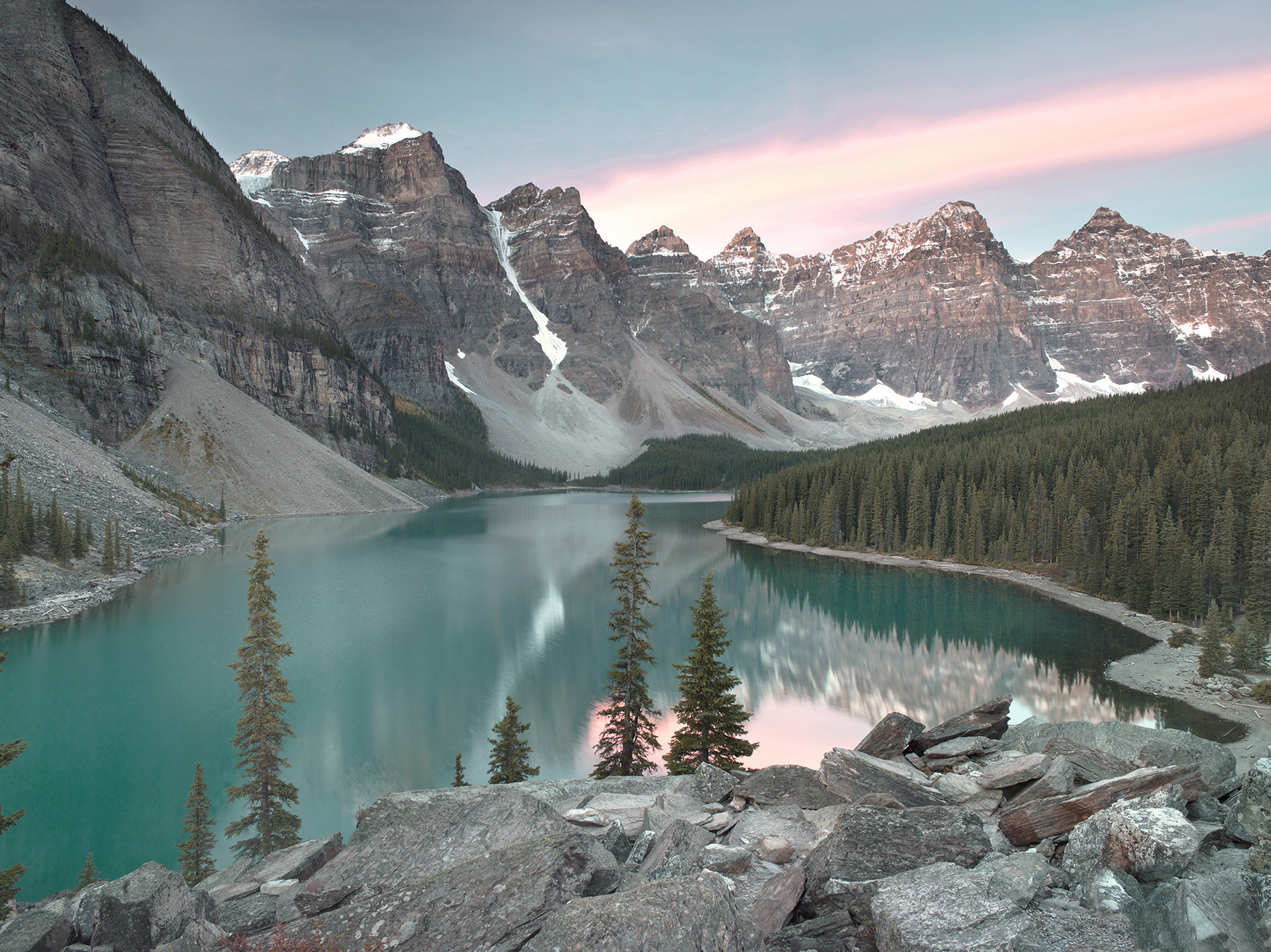 Landscape of Lake Louise in Banff at sunrise