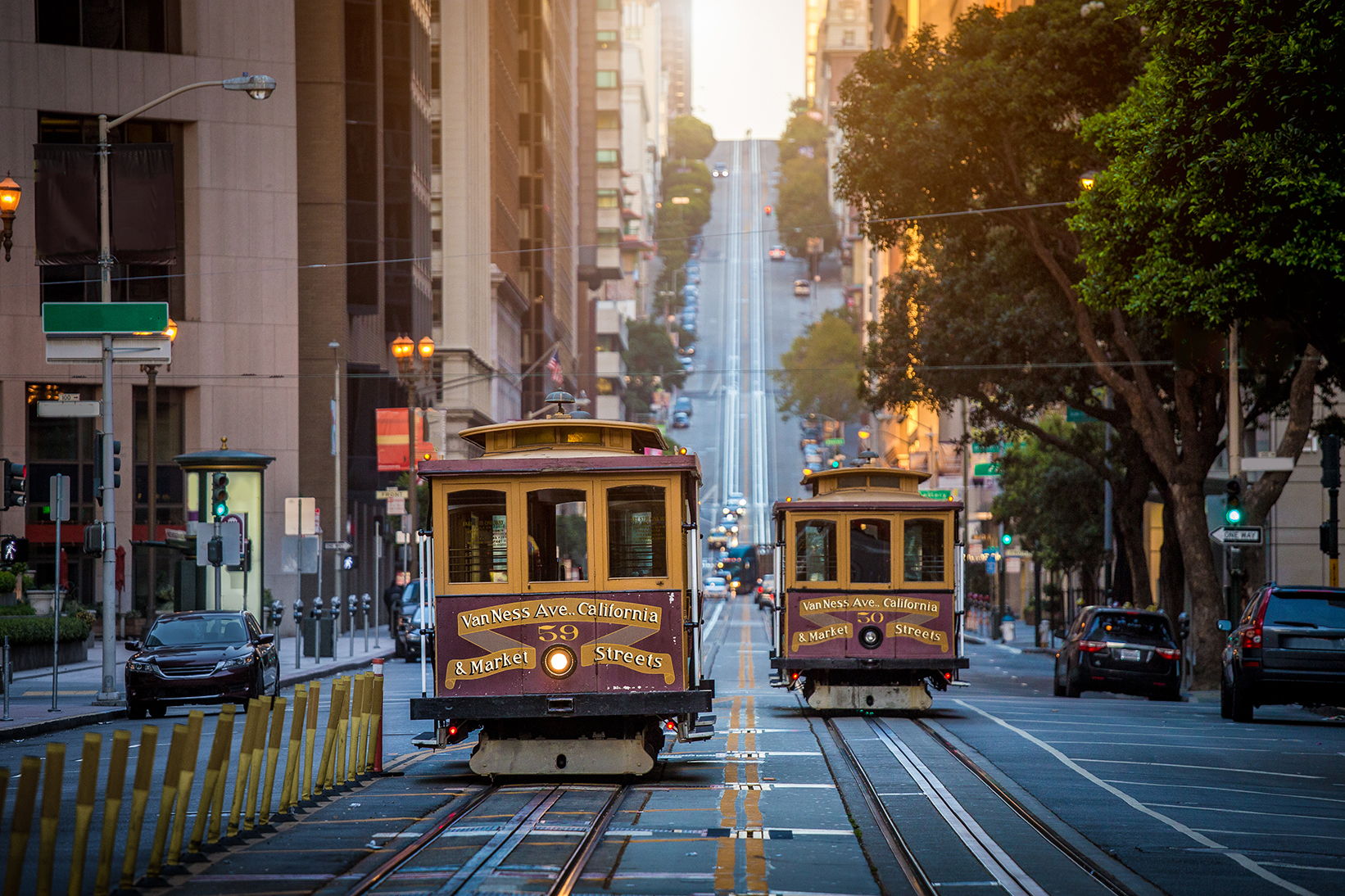 Street cars passing in San Francisco