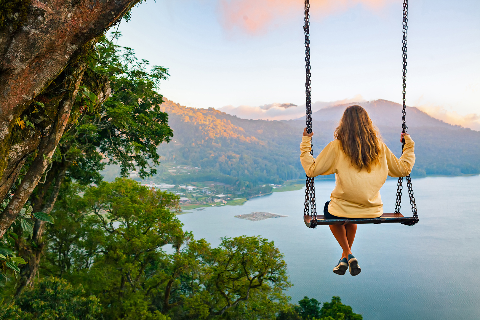 Girl On Tree Swing
