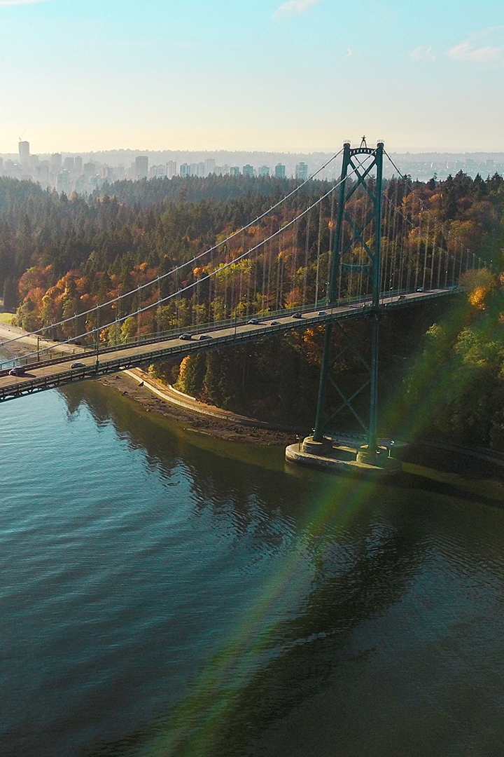 Lions Gate Bridge with Vancouver city in the background