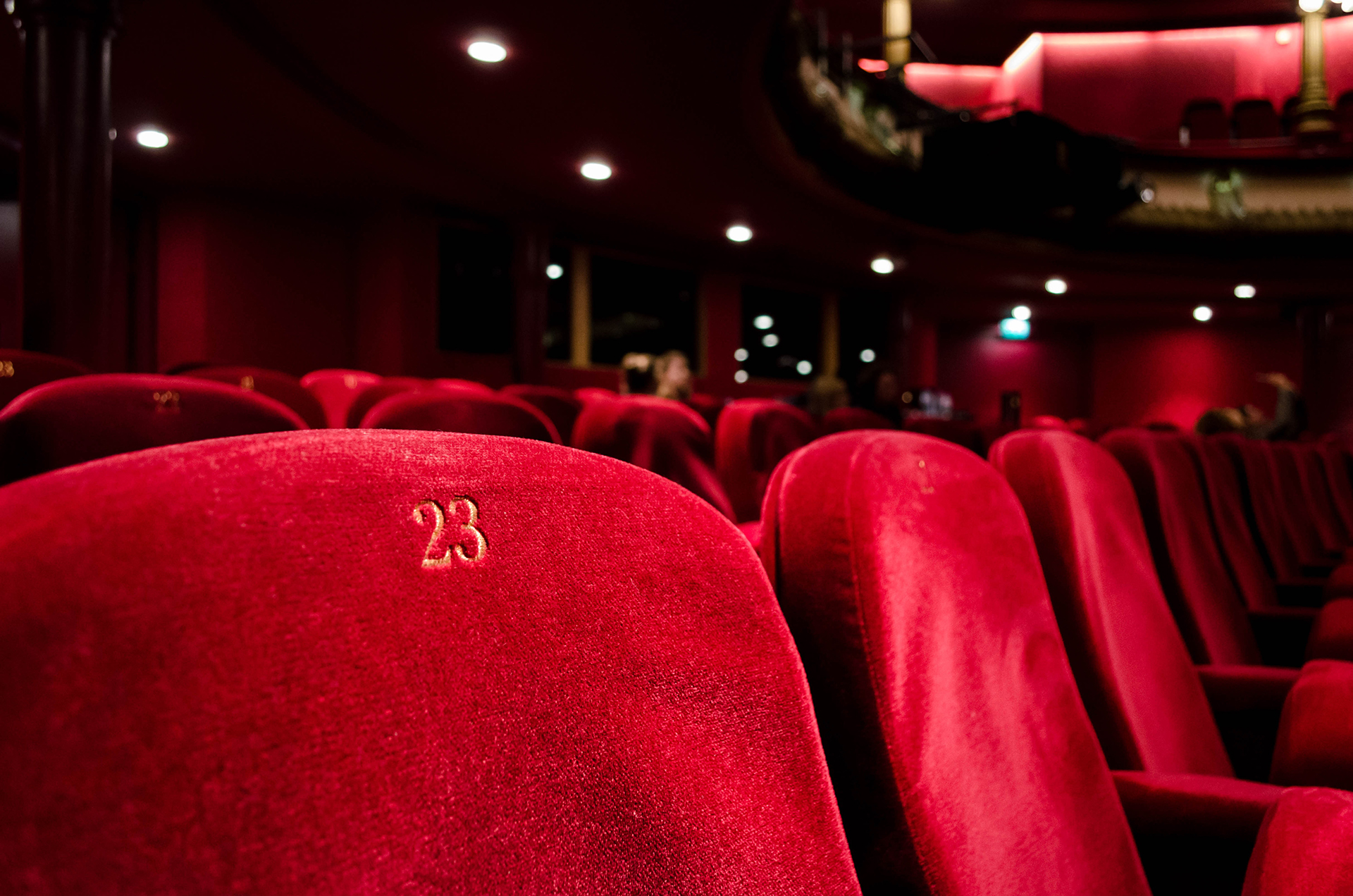 Red cinema seat number 23