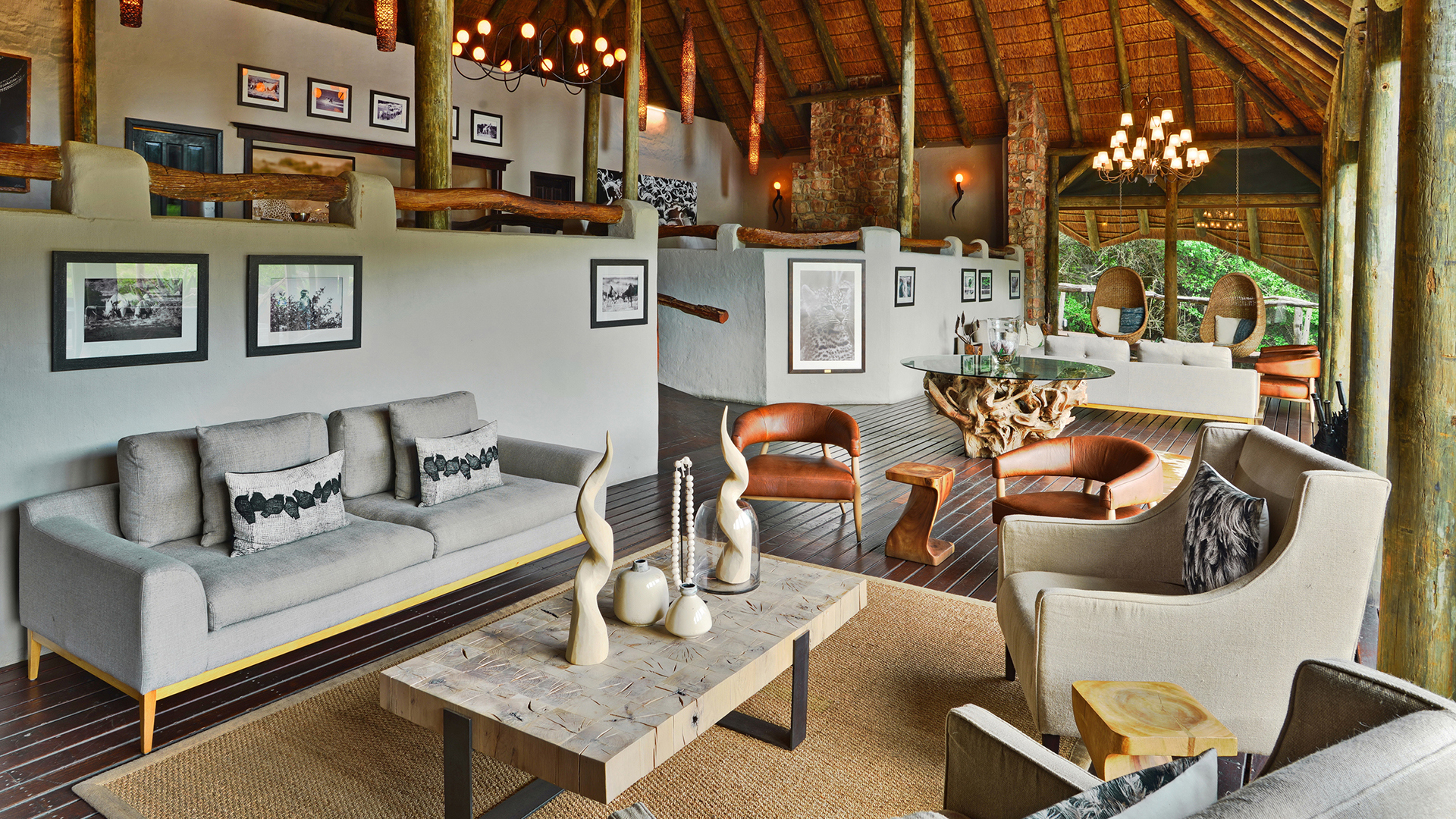  Africa, South Africa, Bayethe Tented Lodge at Shamwari Private Game Reserve, Lounge and dining area