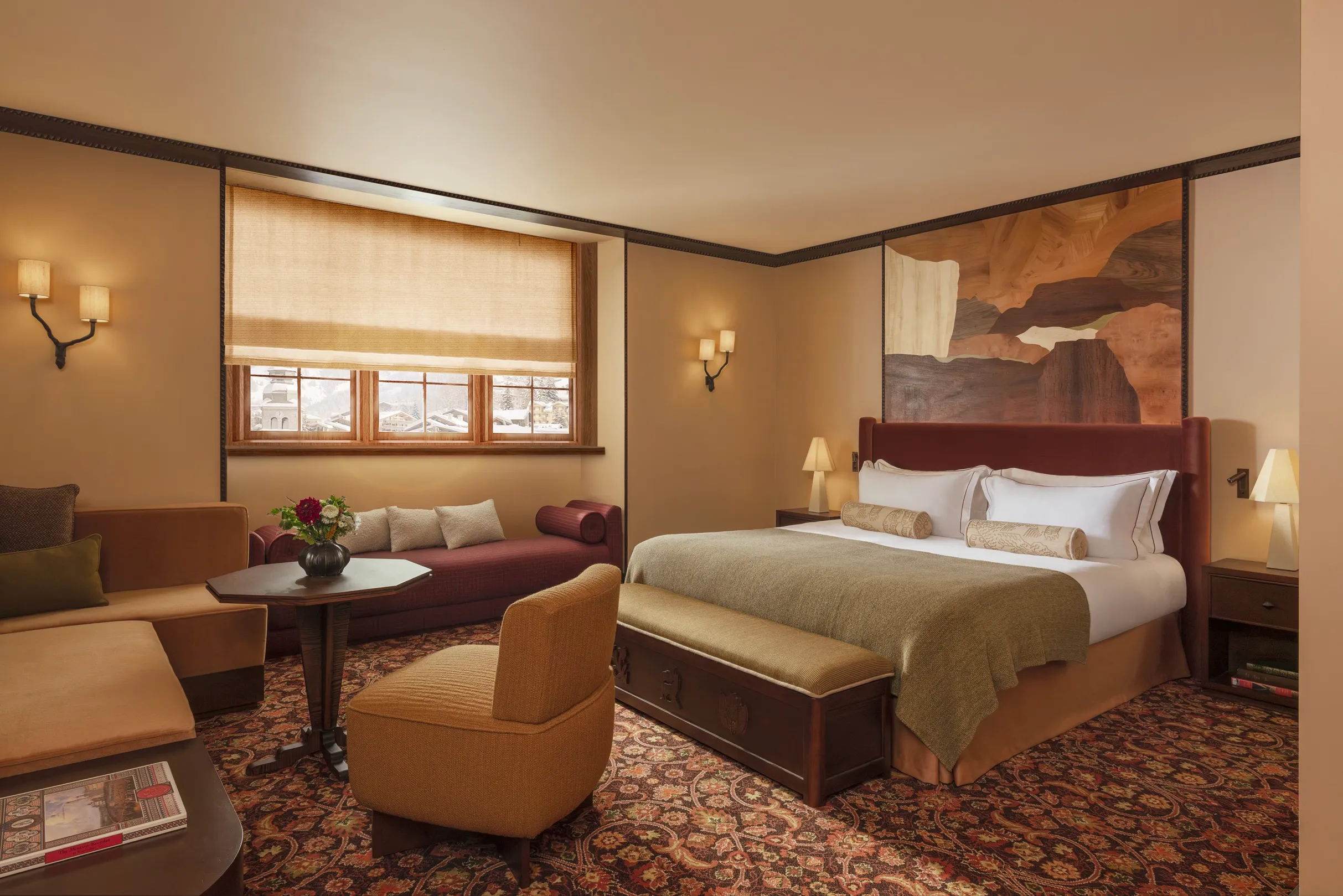 Elegant guest room with mountain-inspired décor at Saint Roch, Courchevel