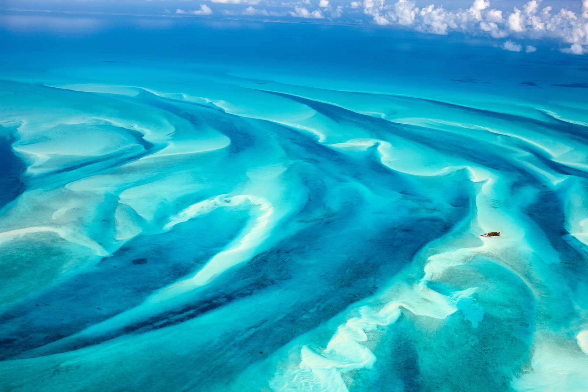 a aerial view of a sand bars in the sea