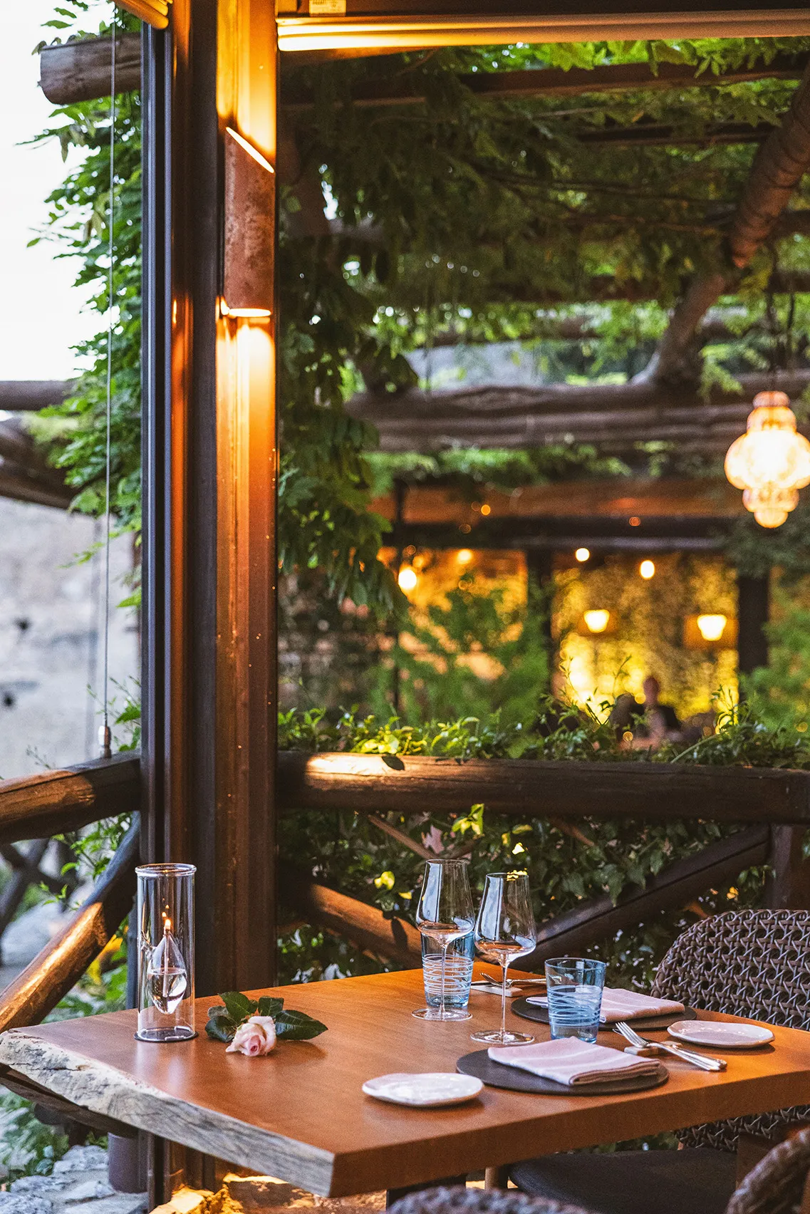 Europe, Italy, Amalfi Coast, Monastero Santa Rosa, table set for two