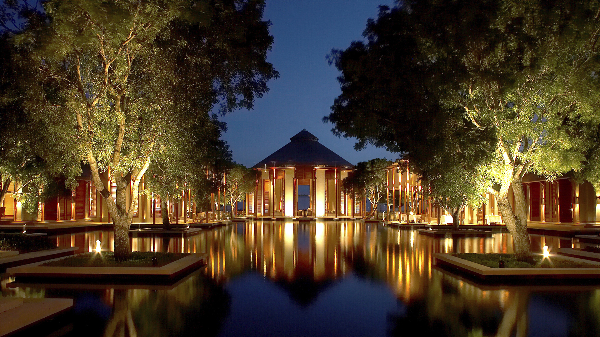 Amanyara in Turks and Caicos, Caribbean, Night reflecting pool