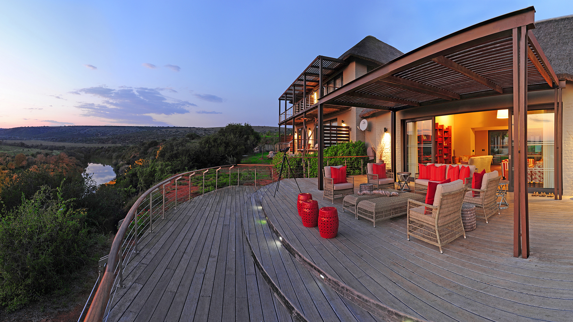  Africa, South Africa, Sarili Lodge at Shamwari Private Game Reserve, Main decking area