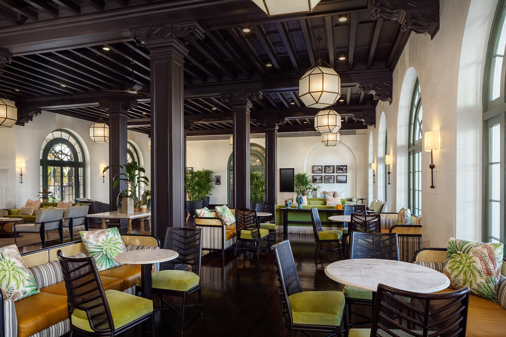 Tables, chairs and sofas in the lobby at Casa Marina Key West, Florida 