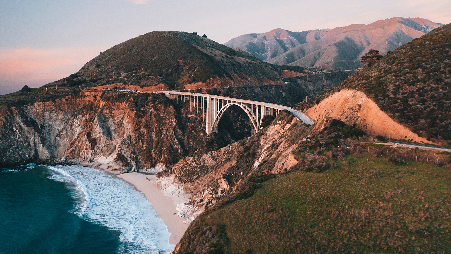 Inland shot of Bixby Creek Bridge in Big Sur