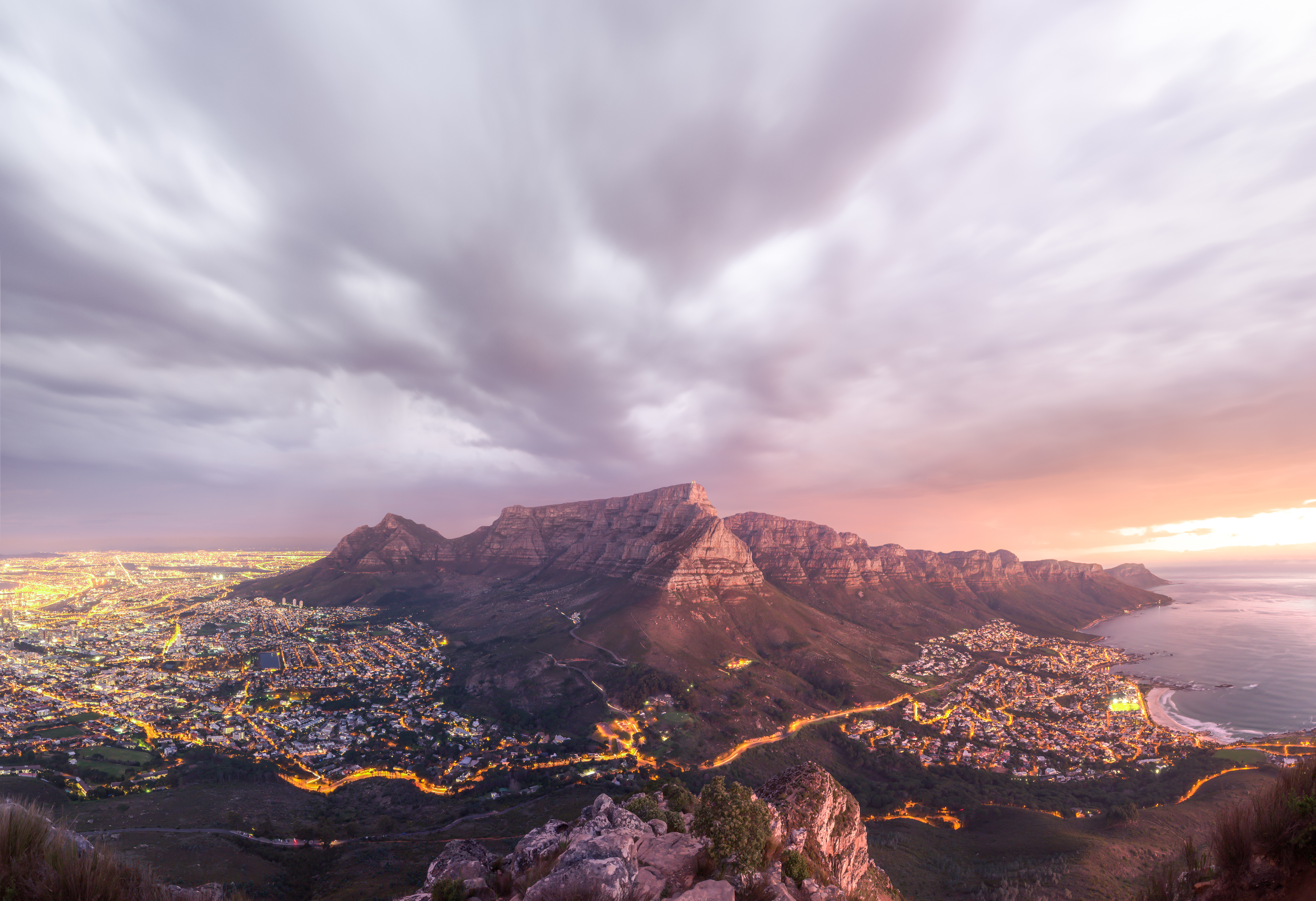 A panoramic view of cape town at sunset