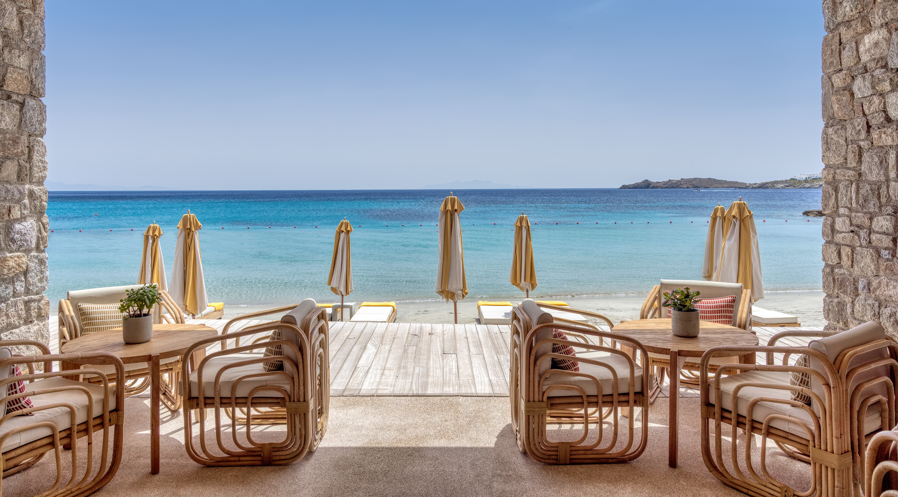 Europe, Greece, Santa Marina, A Luxury Collection Resort, Mykonos, Beach Bar At Santa Marina Mykonos 