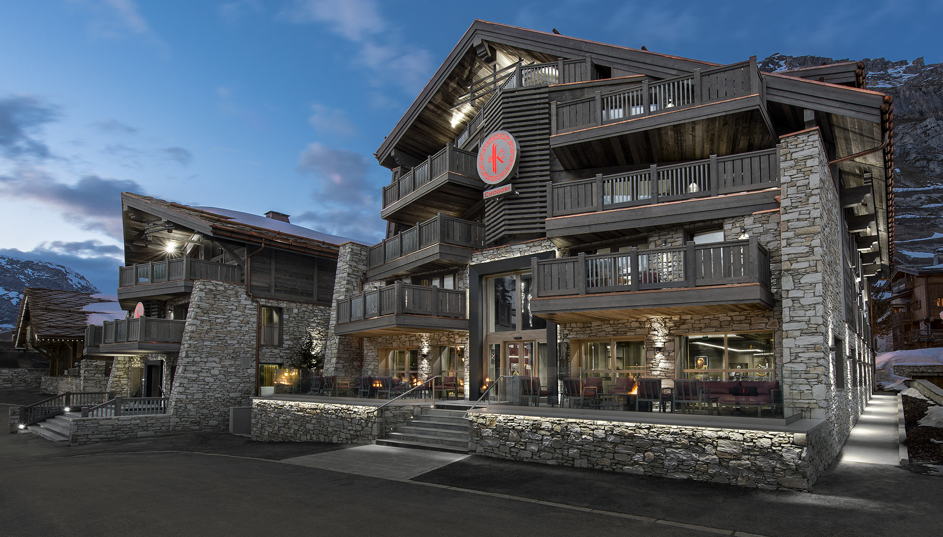 Ski & Snow, Europe, France, Val d'Isere, K2 Chogori, exterior at night 
