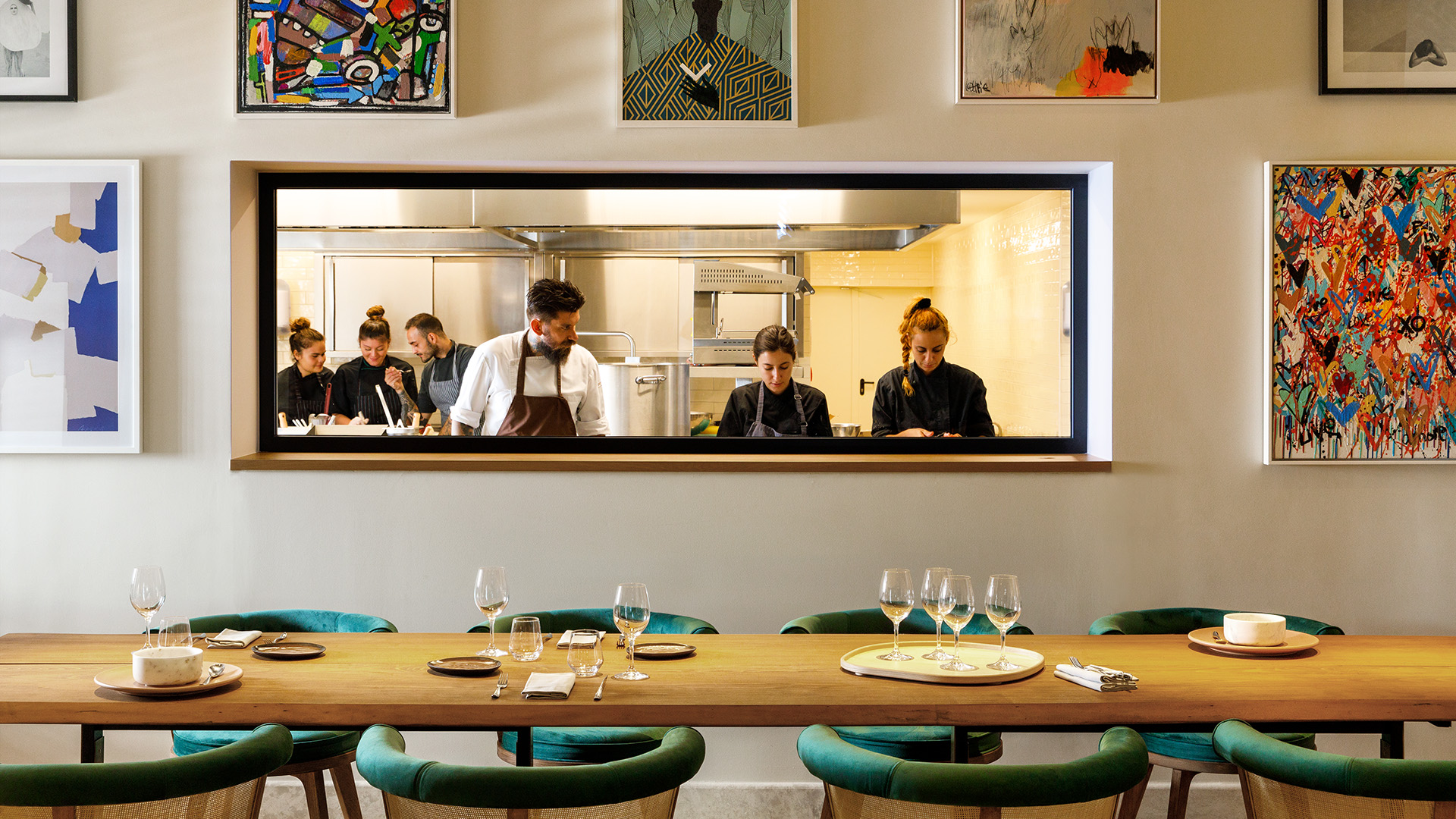 Europe, Greece, Crete, Daios Cove Luxury Resort & Villas, Ocean Restaurant Kitchen