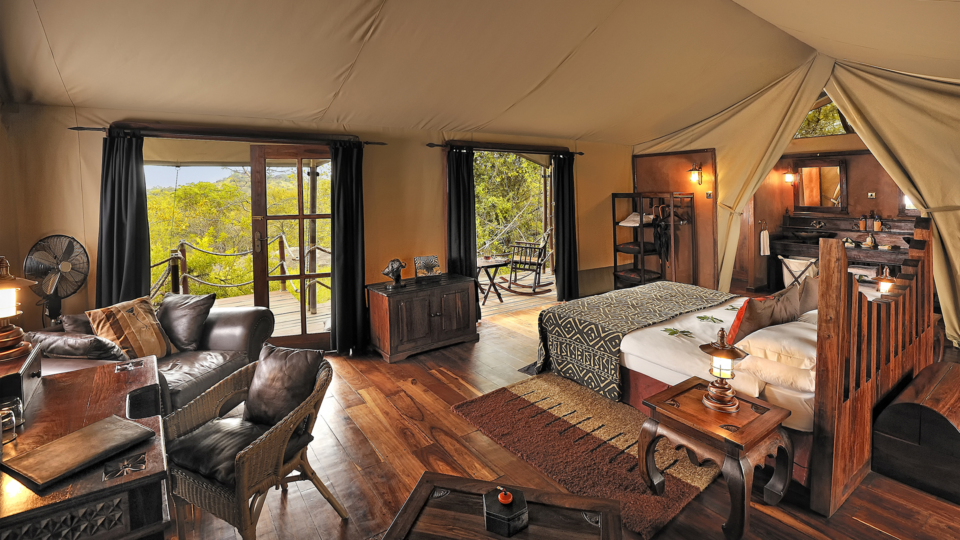  Africa, Tanzania, Serengeti Migration Camp, Tent Interior
