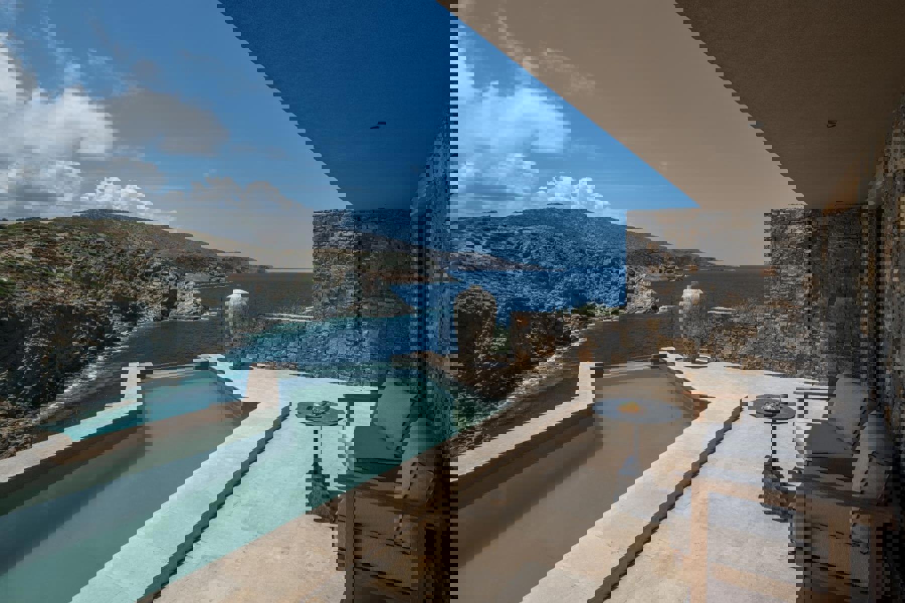 Corner suite terrace with private pool at Acro Wellness Suites