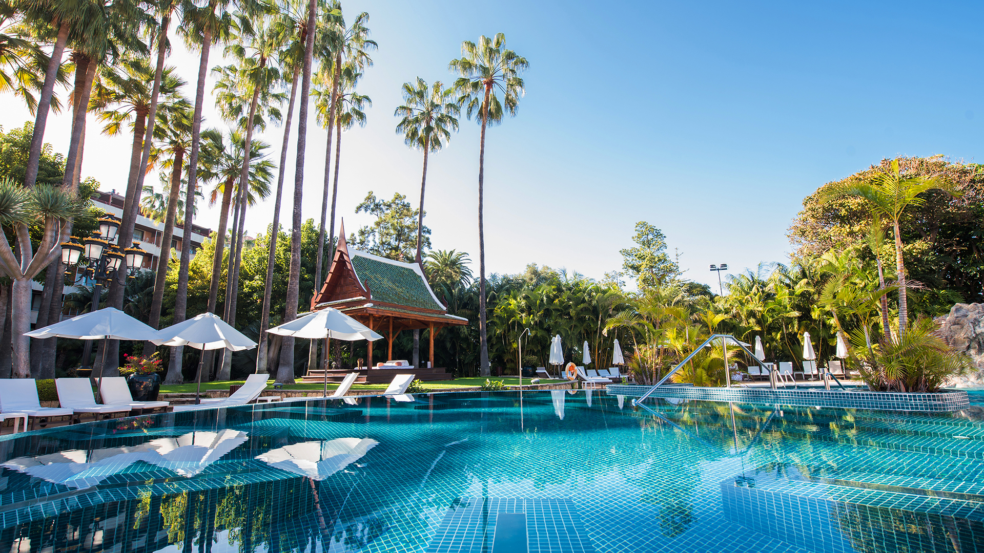 Europe, Spain, Tenerife, Hotel Botanico, Outdoor swimming pool