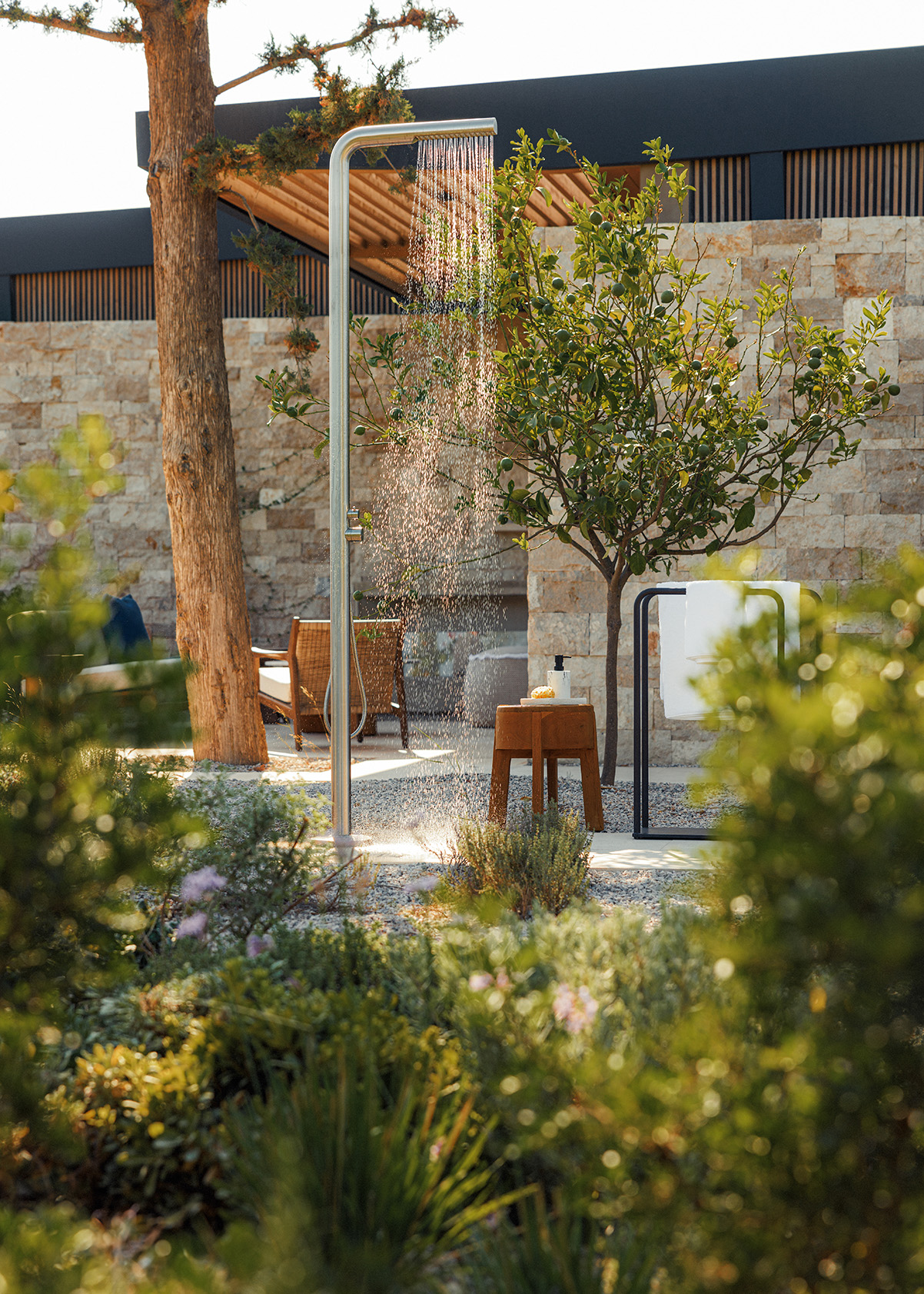 Europe, Greece, Athenian Riviera, One&Only Aesthesis, Eran bungalow outdoor shower 