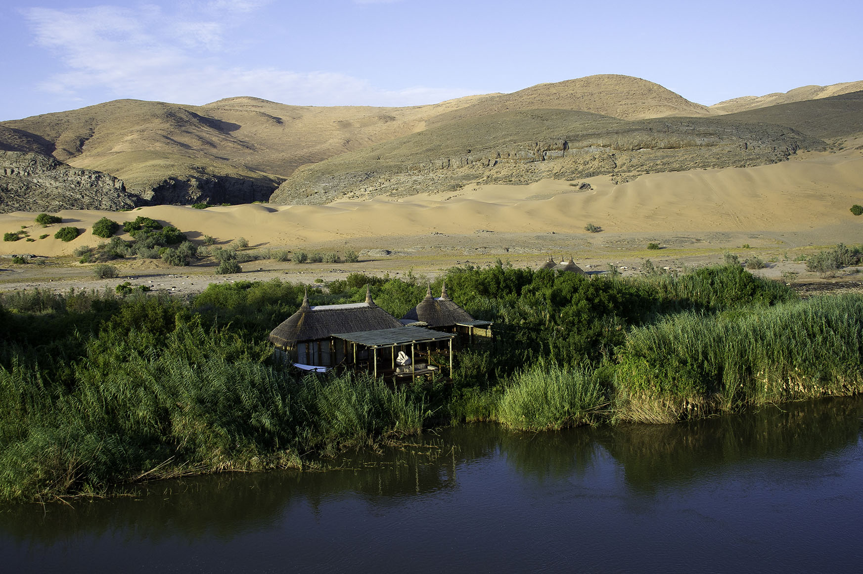Africa, Namibia, Wilderness Serra Cafema, lodge on the riverbanks