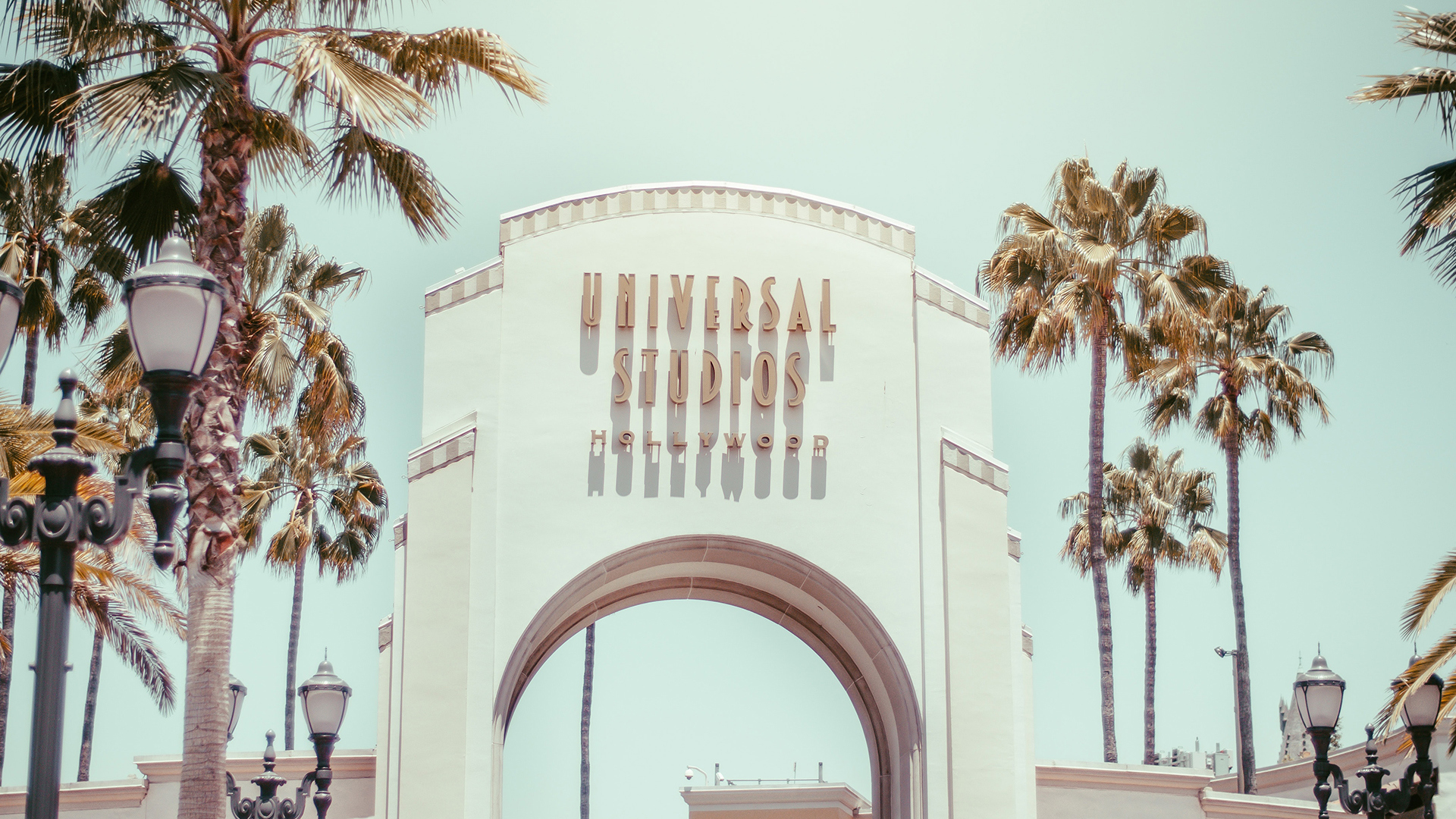 The iconic arch of Universal Studios in Los Angeles