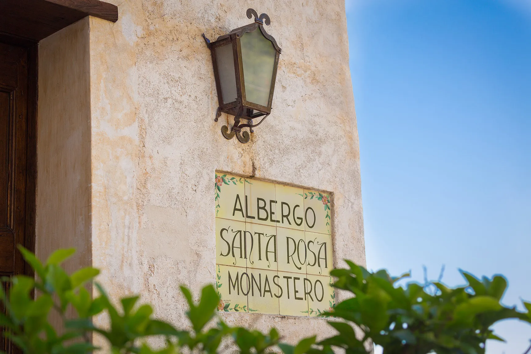 Europe, Italy, Amalfi Coast, Monastero Santa Rosa, entry sign