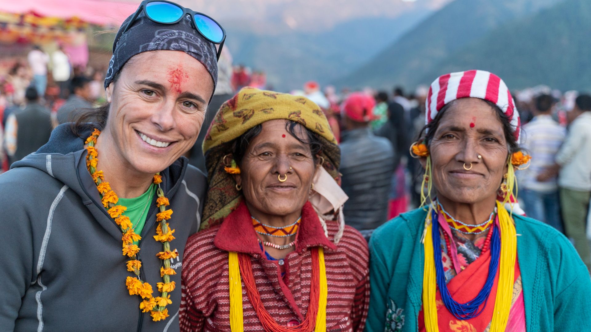 Edurne Pasaban with locals