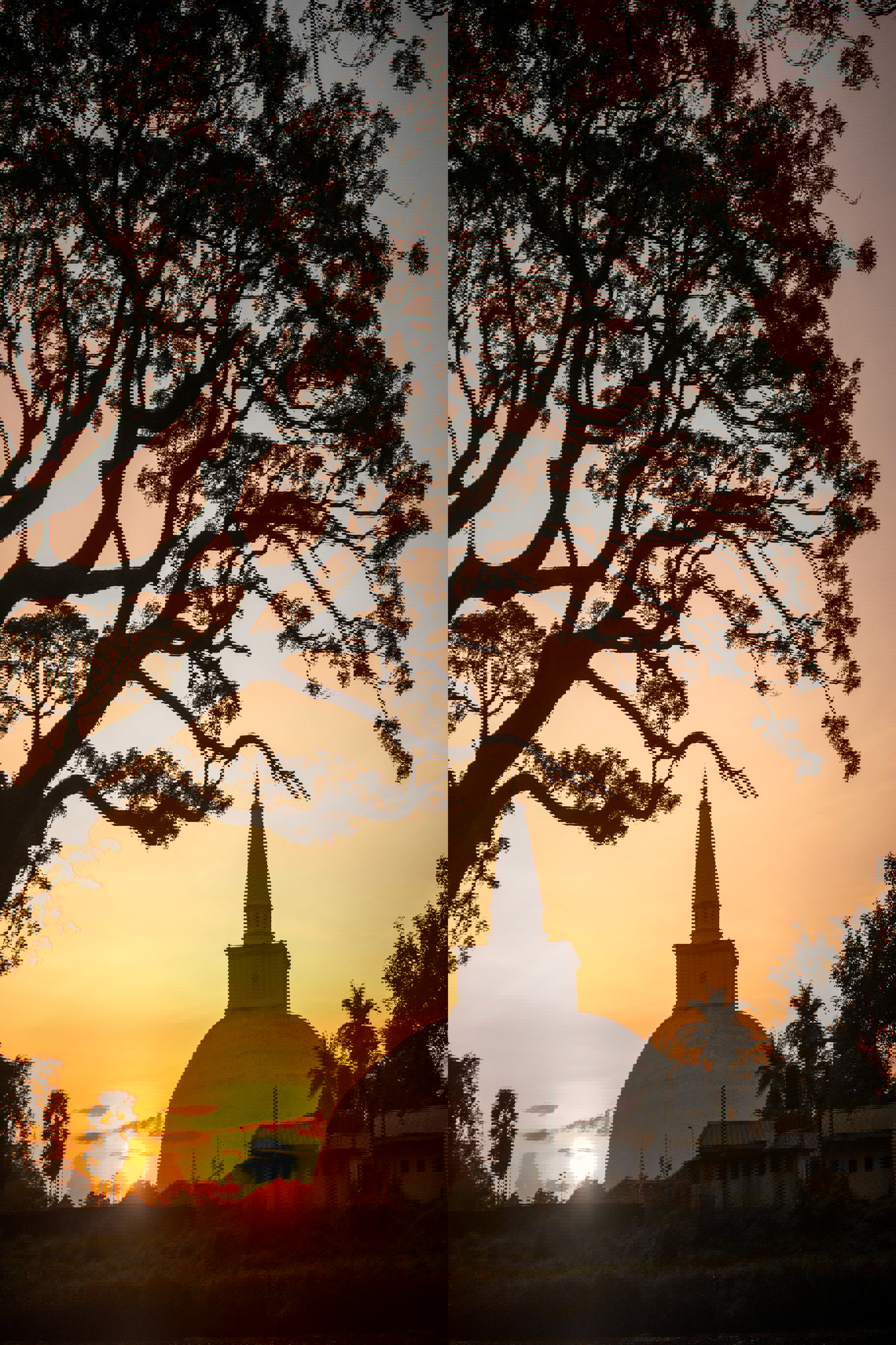 A temple in Anuradhapura at sunset