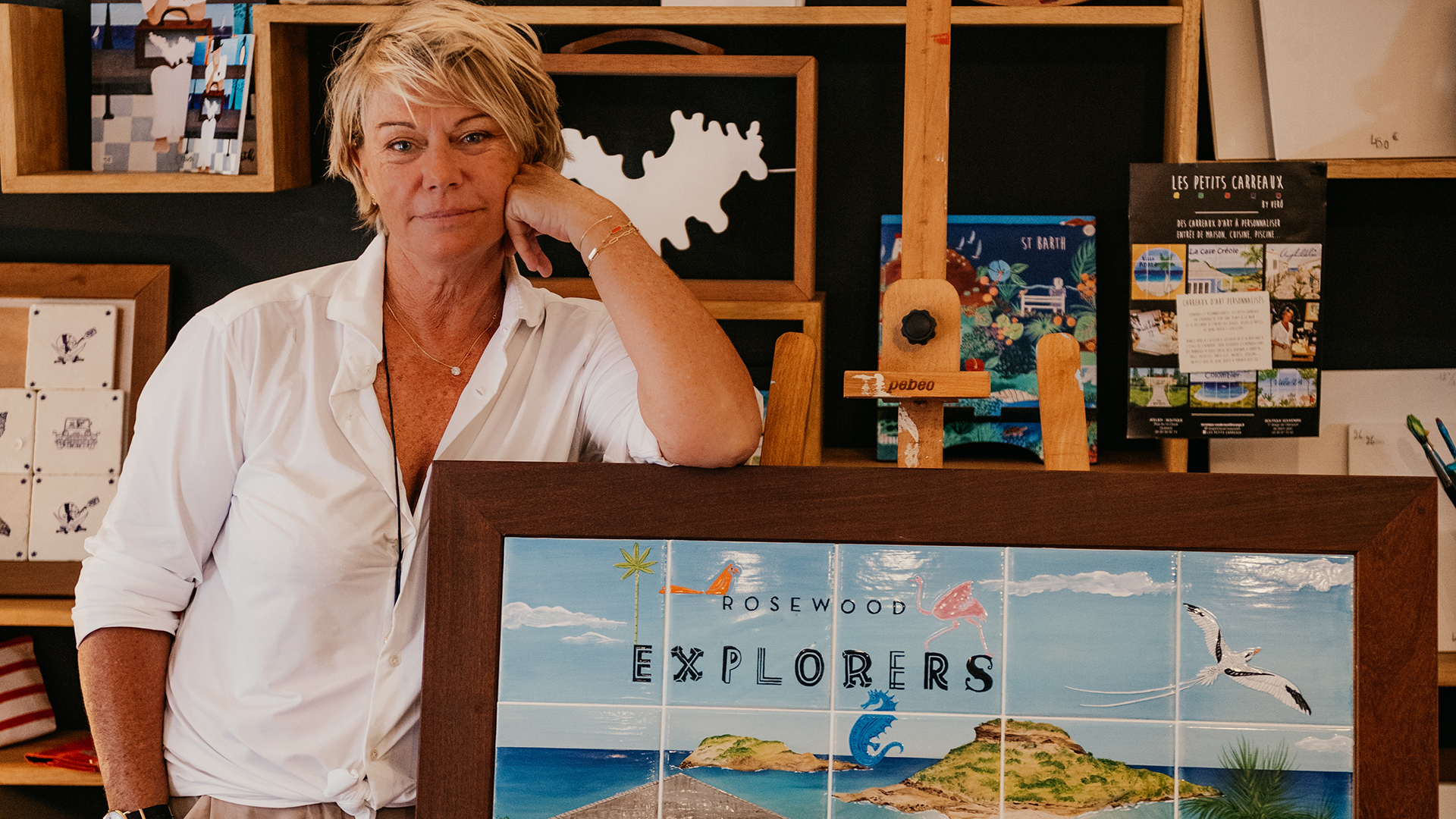 Person next to board