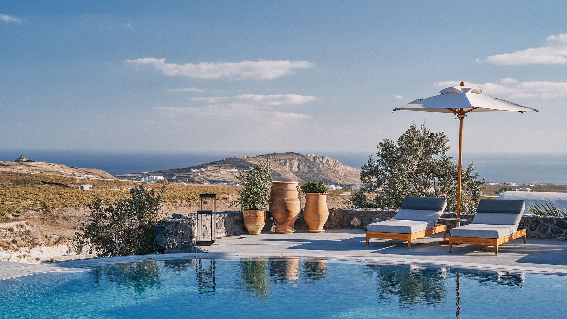 Santorini landscape and pool