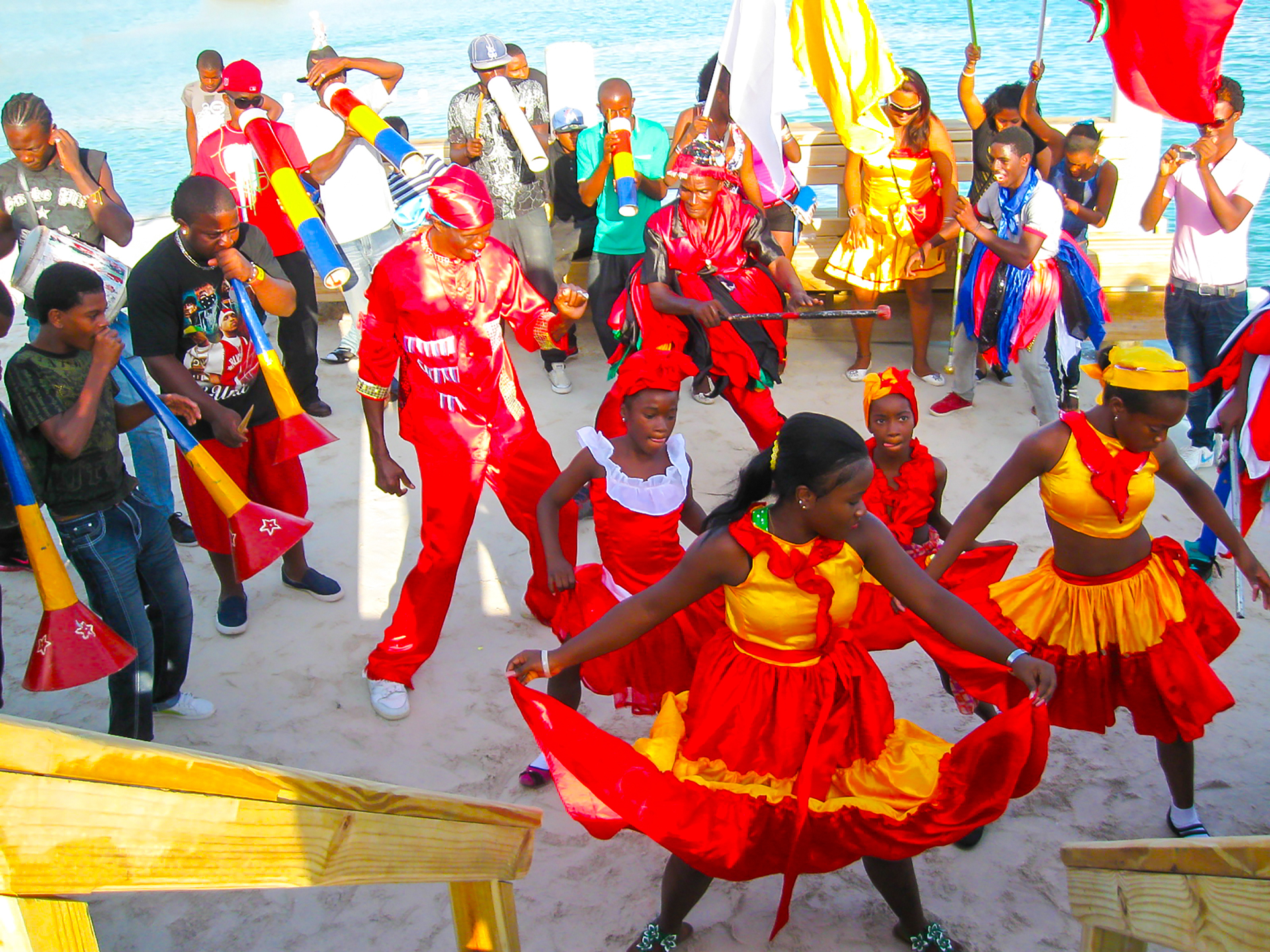 People wearing carnival dress and celebrating