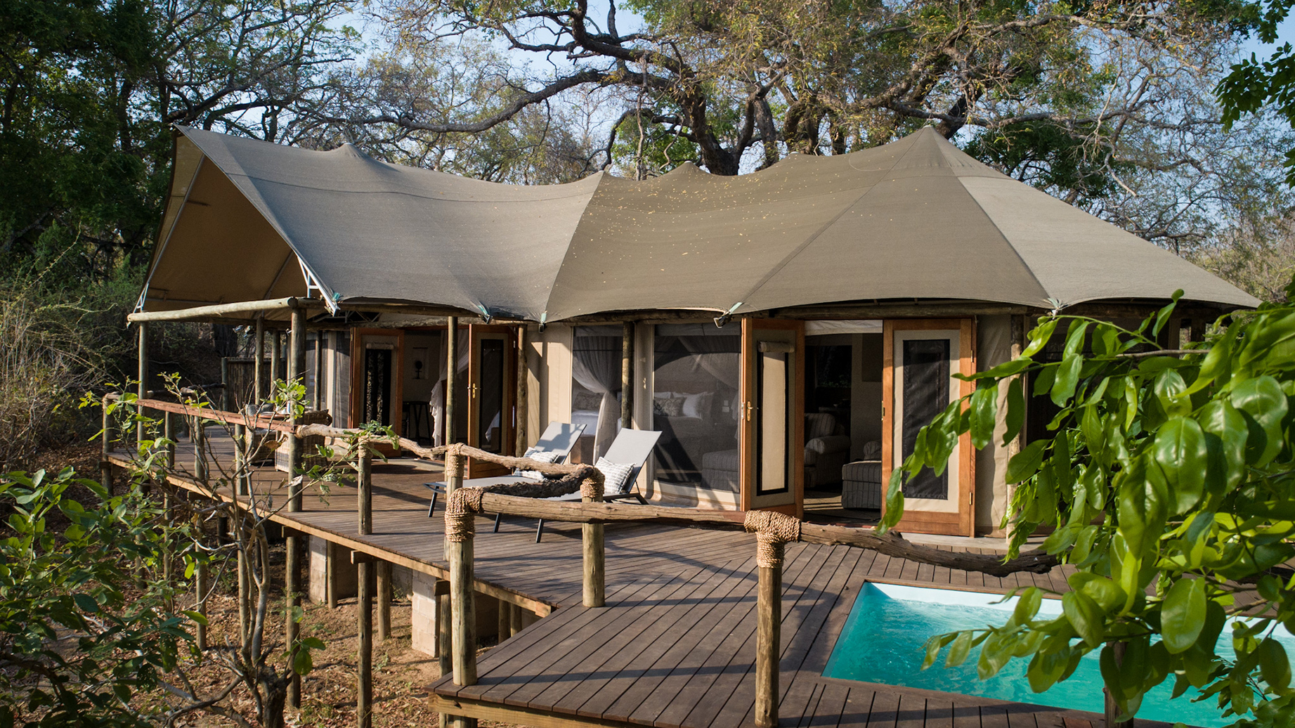 Africa, Zambia, Sungani Lodge, tent suite exterior 