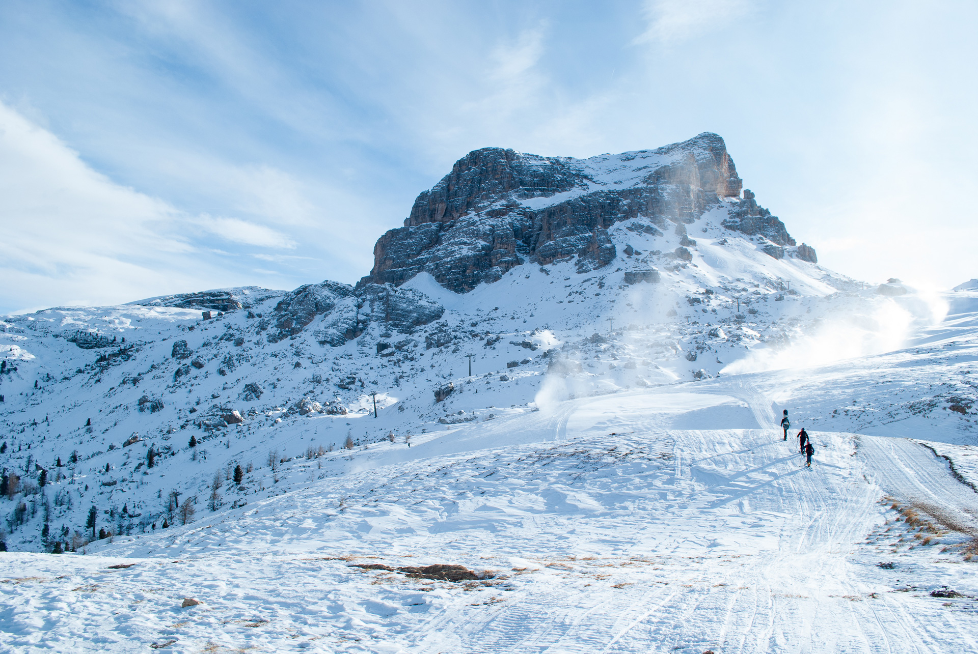 The snow-capped mountains in Cortina D'Ampezzo