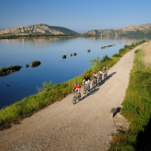 Europe, Greece, The Romanos, Biking along a dirt path
