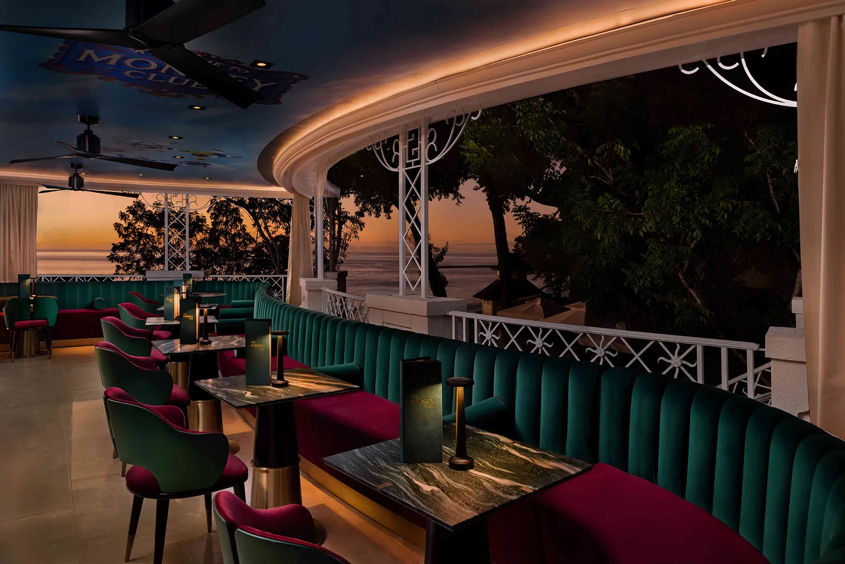 Caribbean, Barbados, Sandy Lane, tables for two at The Monkey Club 