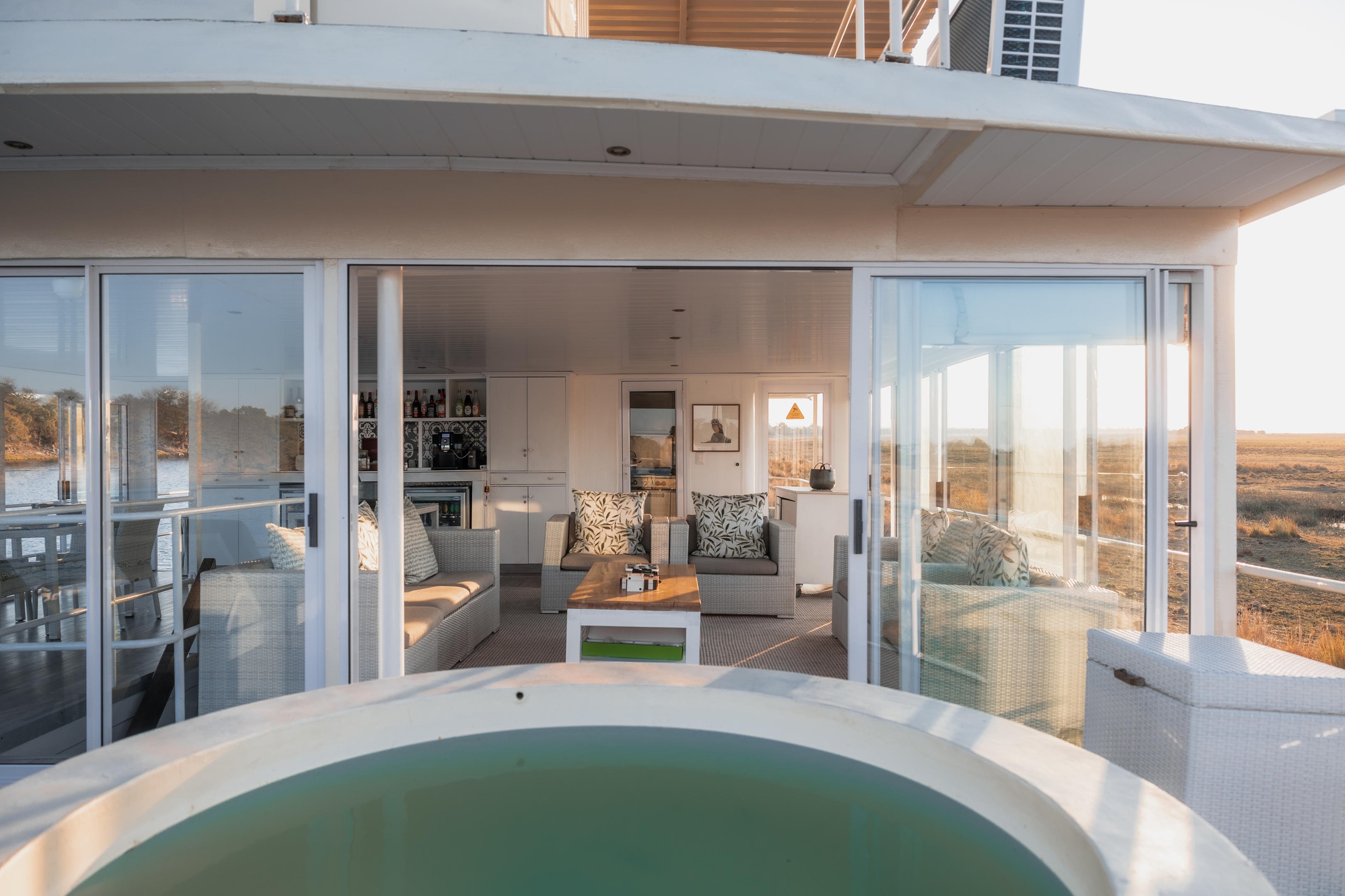 Private plunge pool and lounge area aboard the Chobe Princess