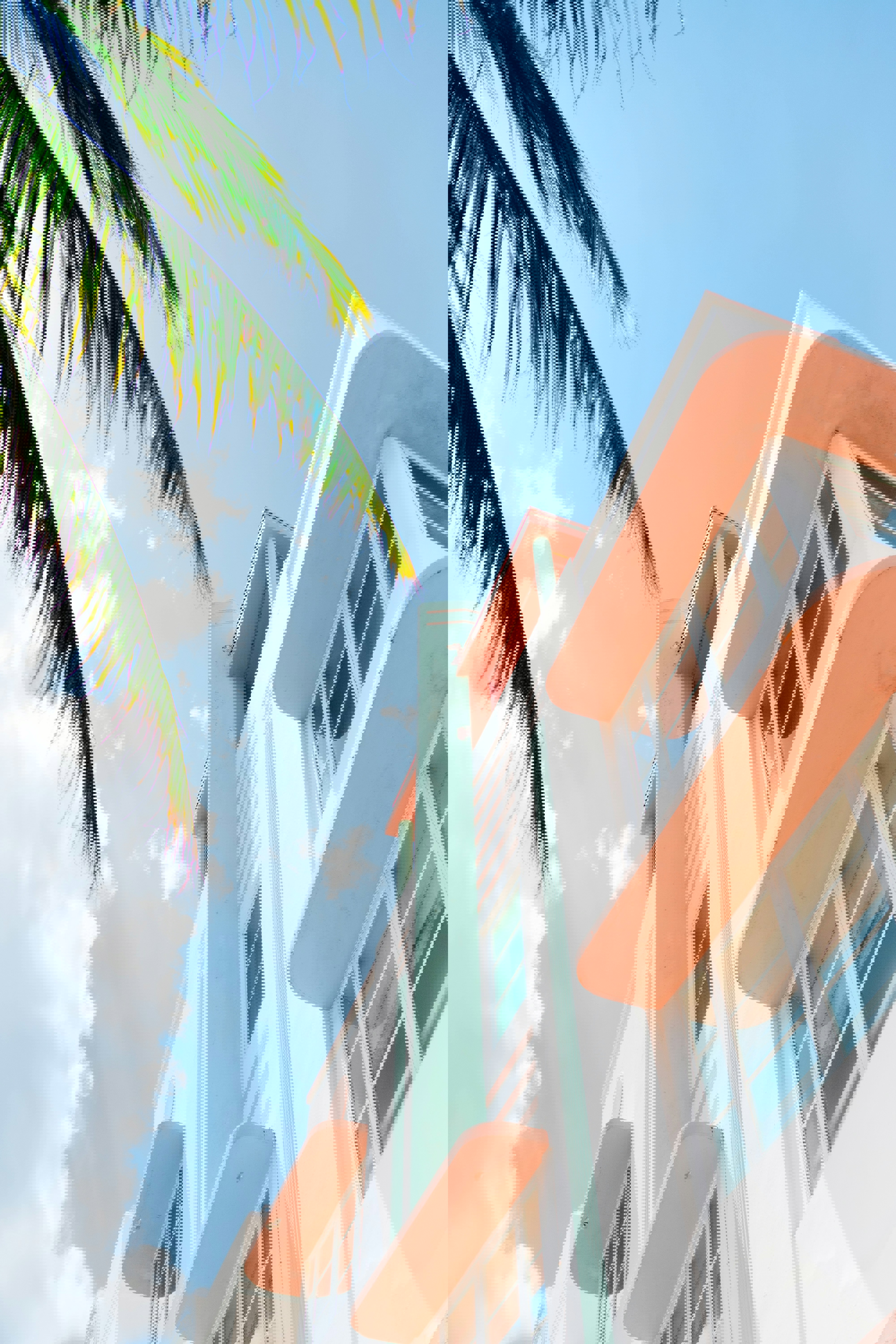 Pink and green art deco building in Miami